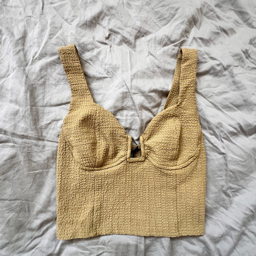 Textured Green Crop Top